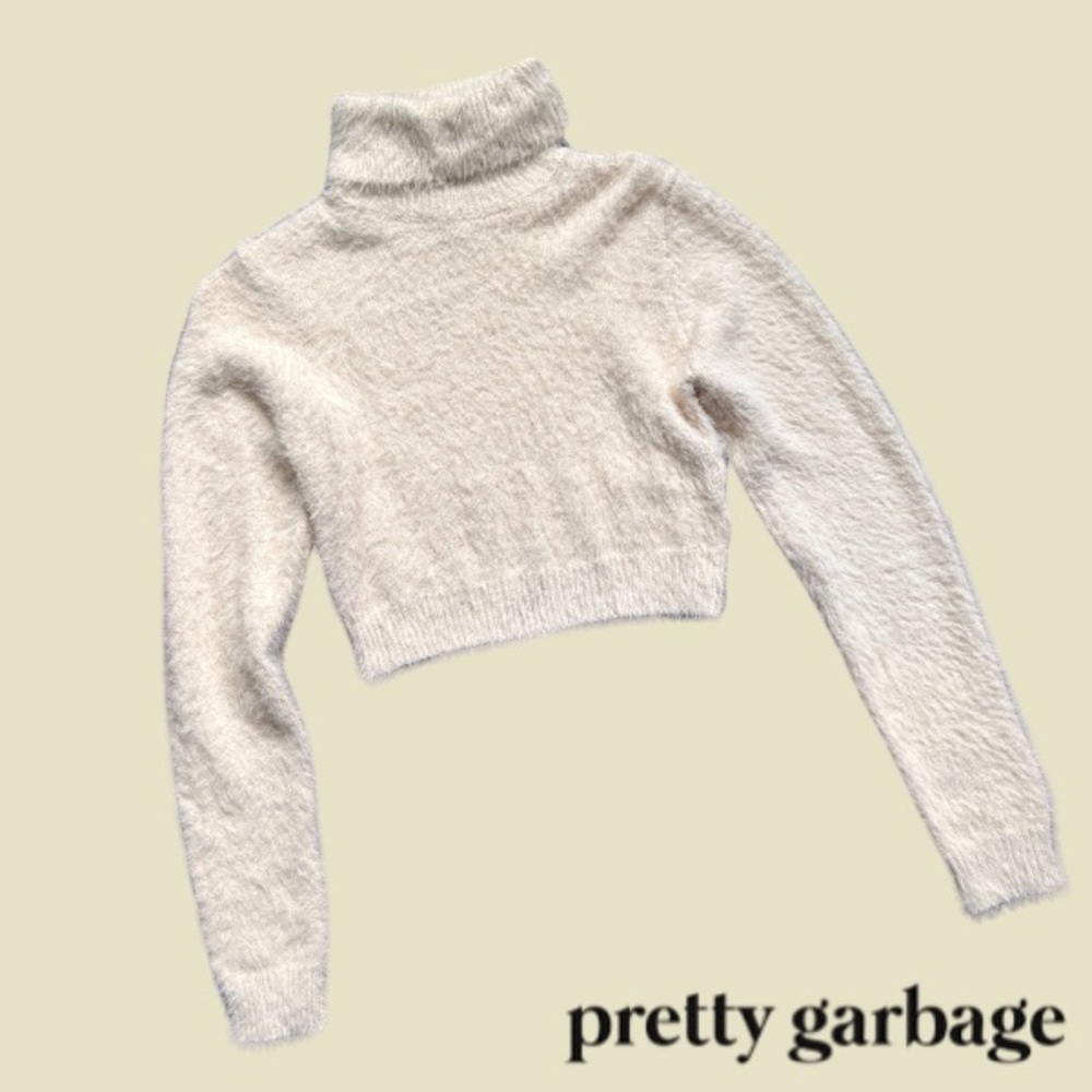 pretty garbage cropped turtleneck sweater